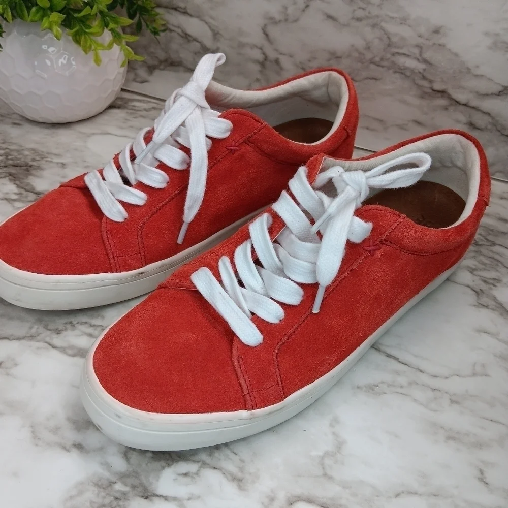FRYE Womens Kerry Low Lace Red Suede Sneakers Size 9 Leather
